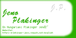 jeno plakinger business card